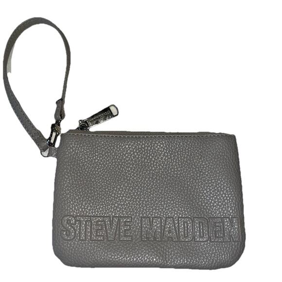 Steve Madden Wallet Wristlet Coin Purse Gray Faux Leather - Picture 1 of 6